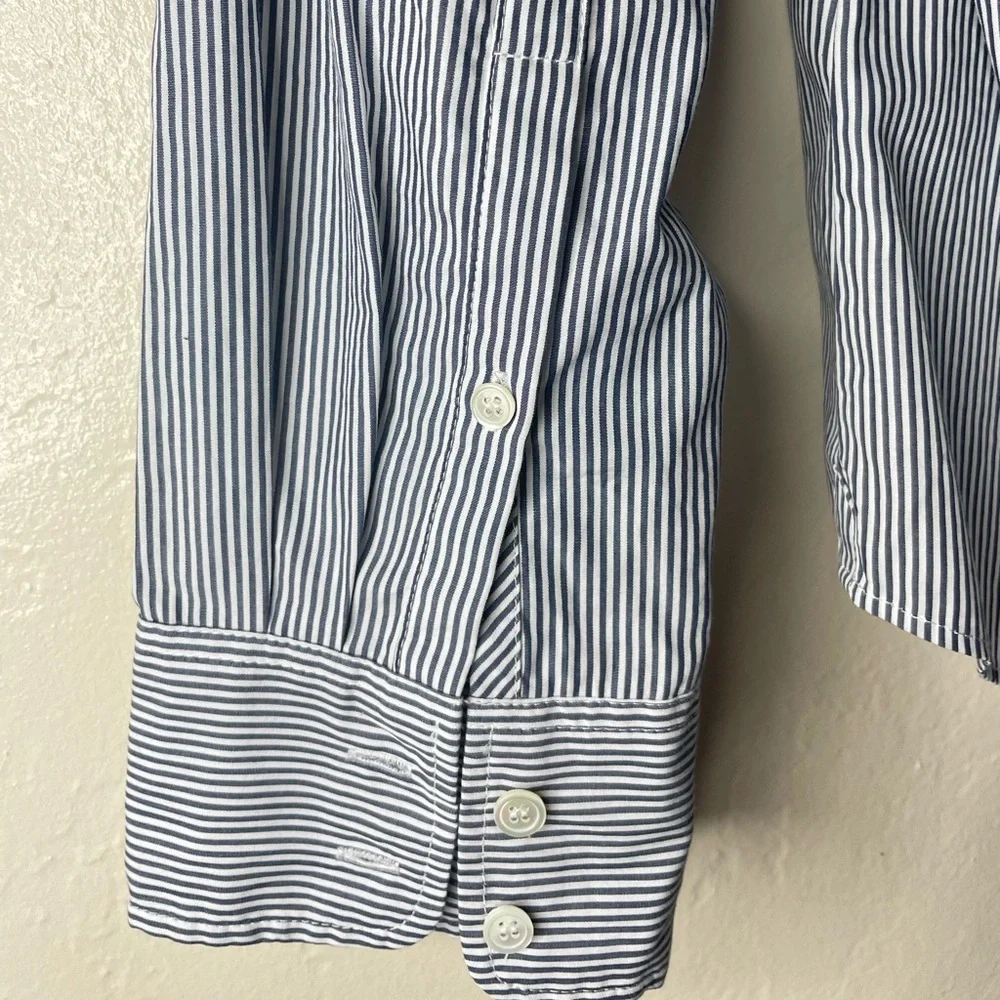 J.Crew women gray striped long sleeve button down shirt
